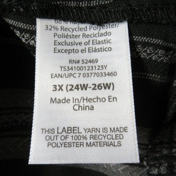 TERRA & SKY Peasant Tiered Long Sleeve Maxi Dress Plus 3X Ikat Stripe Black NWT - Picture 7 of 14